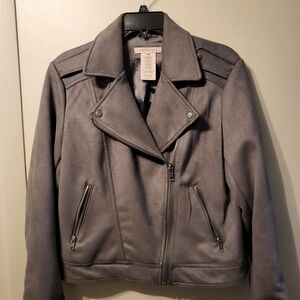 Philosophy Gray Leather Biker Jacket